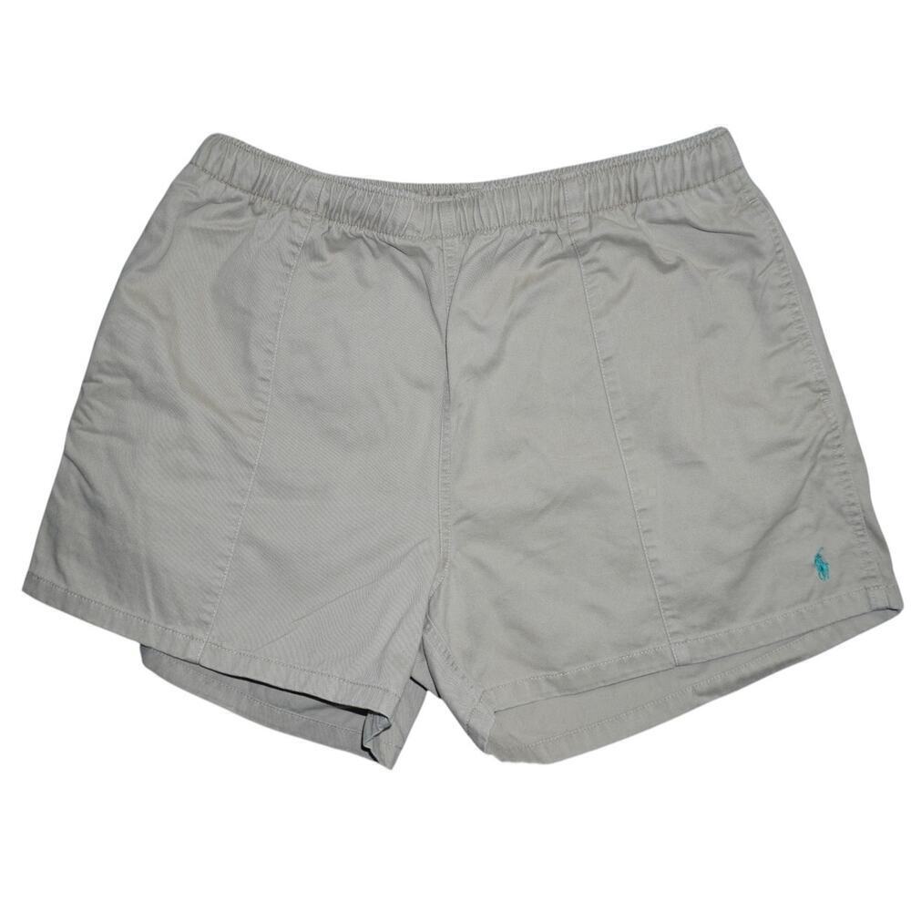 Polo Ralph Lauren Men’s Cotton Shorts XL Khaki Beige Elastic Waist Embroidered